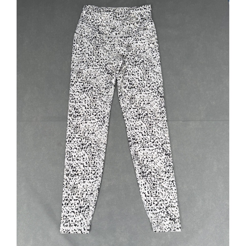 Old Navy Active Powersoft High Waisted Animal Print Leggings Black White Small